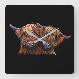 Scottish Hairy Highland Cows ' PALS ' Clock