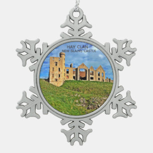 Scottish Hay Clan New Slains Castle Snowflake Pewter Christmas Ornament