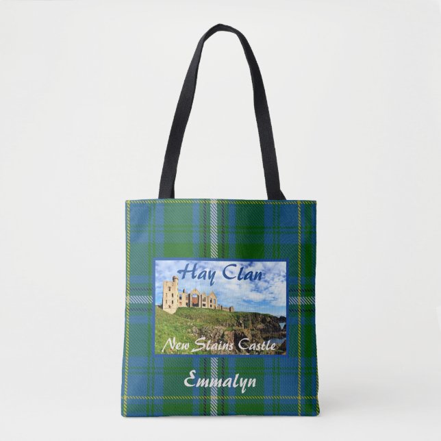 Scottish Hay Clan's Castle Tartan Name Tote Bag (Front)