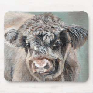Scottish Highland Calf on Green Mouse Pad