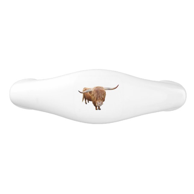 Scottish highland cattle ceramic drawer pull (Front)