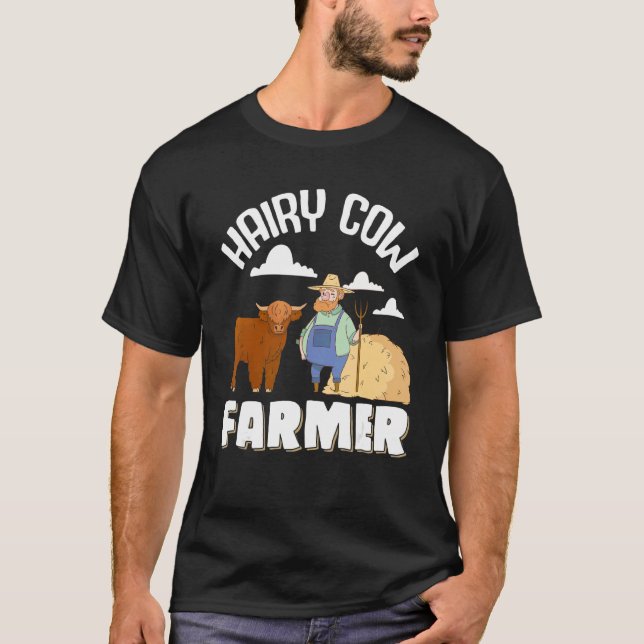 Scottish Highland Cattle Cow Breeder Longhorn Hair T-Shirt (Front)