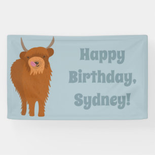 Scottish Highland Cattle Cow Graphic Personalised Banner