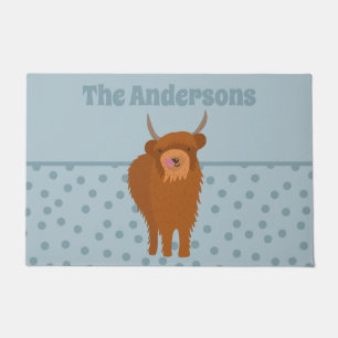 Scottish Highland Cattle Cow Graphic Personalised  Doormat
