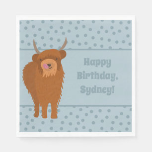 Scottish Highland Cattle Cow Graphic Personalised Napkin