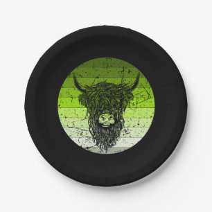 Scottish Highland Cattle Retro Paper Plate