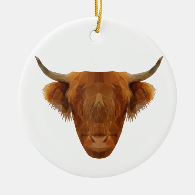 Scottish Highland Cattle Scotland Animal Cow Ceramic Ornament (Front)