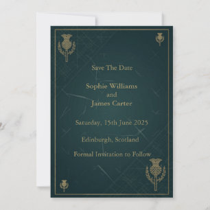 Scottish Highland Claymore Crossed Swords Grey Tar Save The Date