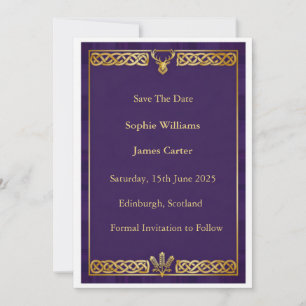 Scottish Highland Claymore Crossed Swords Grey Tar Save The Date