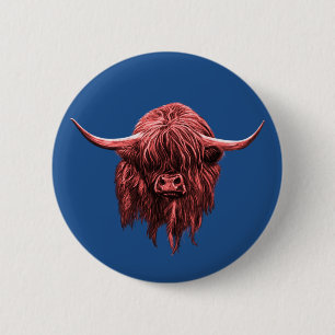 Scottish Highland Cow 6 Cm Round Badge