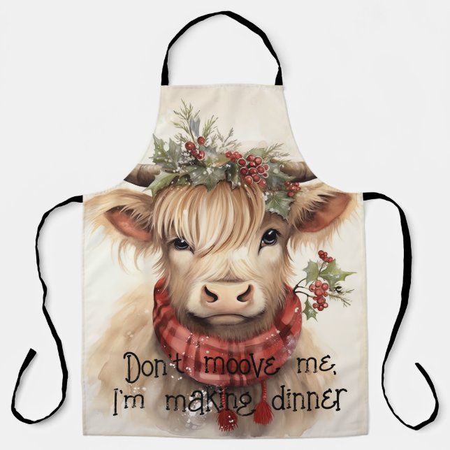 Scottish Highland Cow Apron - Fun and Functional (Front)