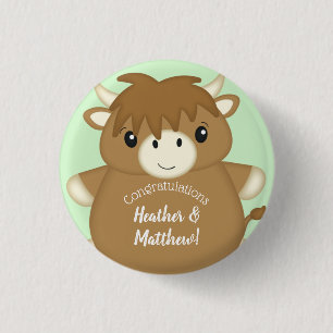 Scottish Highland Cow Baby Shower 3 Cm Round Badge