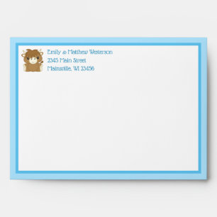 Scottish Highland Cow Baby Shower Blue Envelope