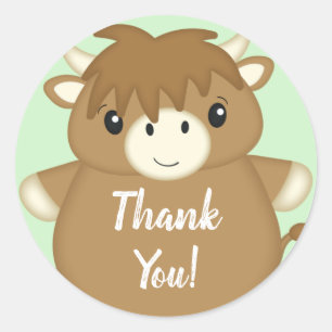 Scottish Highland Cow Baby Shower Classic Round Sticker