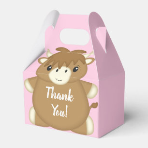 Scottish Highland Cow Baby Shower Pink Favour Box