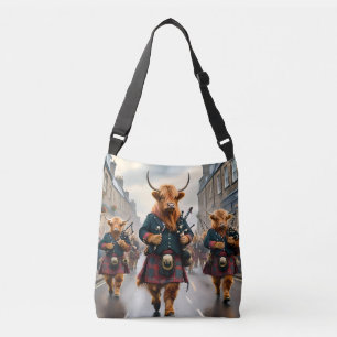Scottish Highland Cow Bagpipe Parade, Crossbody Bag