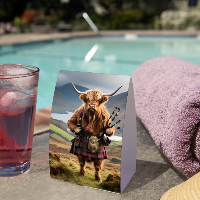 Scottish Highland Cow Bagpiper, (Insitu(On Table))