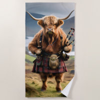 Scottish Highland Cow Bagpiper,