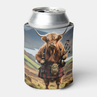 Scottish Highland Cow Bagpiper, Can Cooler
