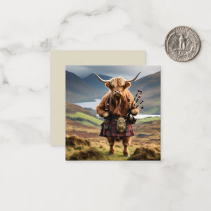 Scottish Highland Cow Bagpiper,  Card