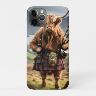 Scottish Highland Cow Bagpiper, iPhone 11 Pro Case
