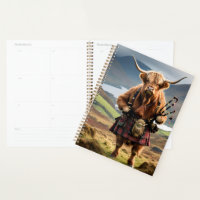 Scottish Highland Cow Bagpiper,