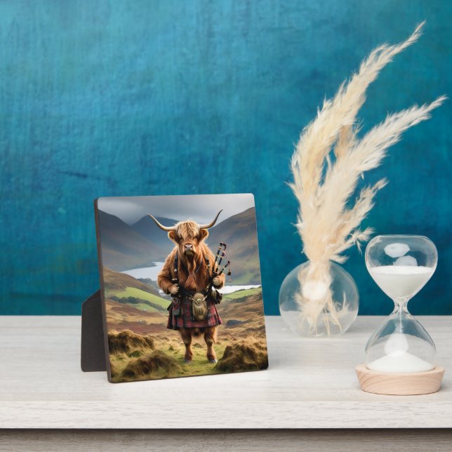 Scottish Highland Cow Bagpiper,  Plaque (Insitu)