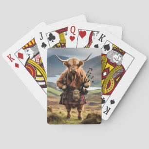 Scottish Highland Cow Bagpiper, Playing Cards
