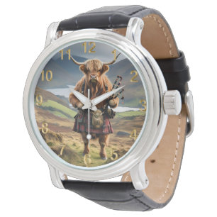 Scottish Highland Cow Bagpiper, Watch