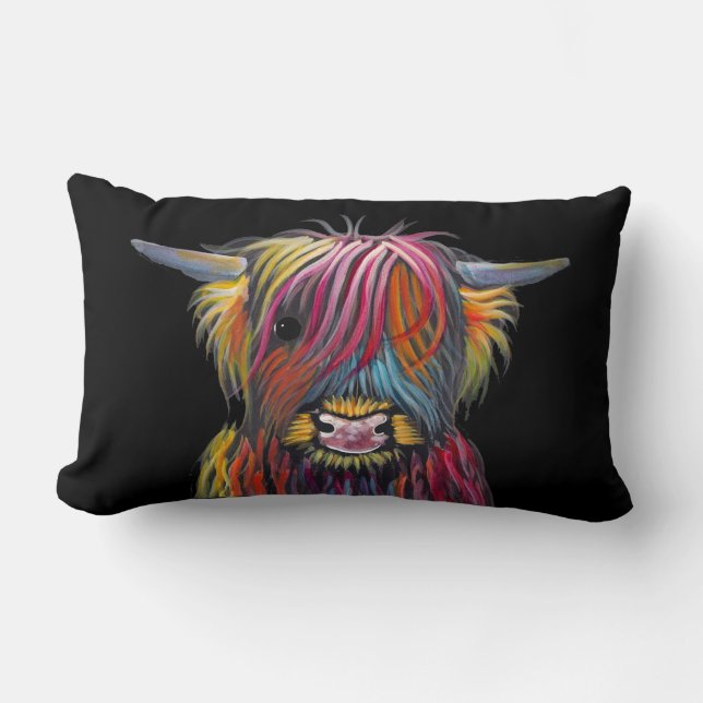 Scottish Highland Cow ' BRaVEHEaRT 2' by Shirley M Lumbar Cushion (Front)