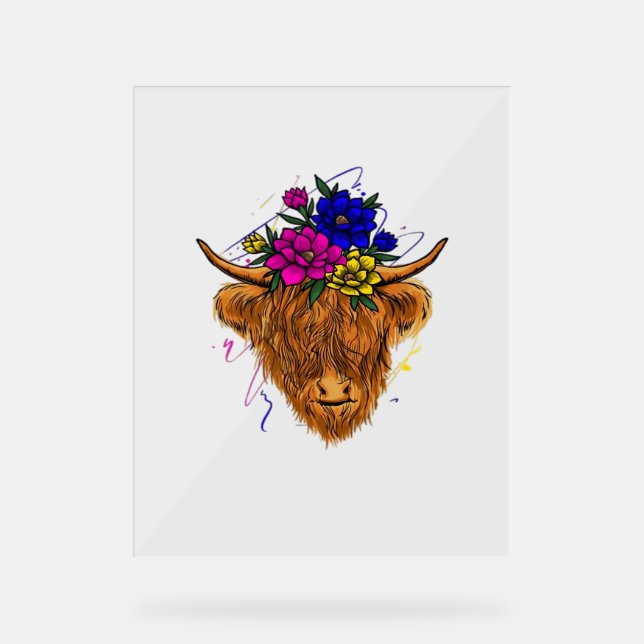 Scottish Highland Cow Cattle Cow Whisperer Farming Acrylic Sign (Front)