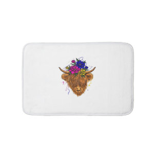Scottish Highland Cow Cattle Cow Whisperer Farming Bath Mat