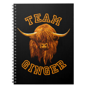 Scottish Highland Cow Celebrates Team Ginger Notebook