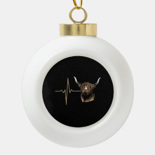 Scottish Highland Cow Ceramic Ball Christmas Ornament