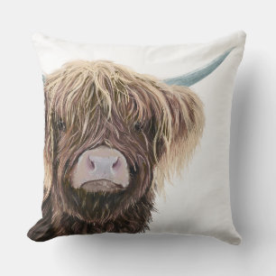 Scottish Highland Cow Charlie With Straggly Hair Cushion