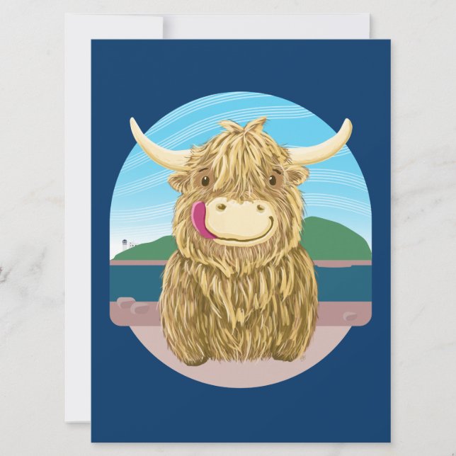 Scottish Highland Cow, Chilling On The Beach (Front)