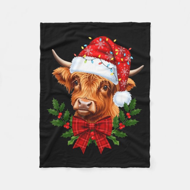 Scottish Highland Cow Christmas Funny Cow Lover Xm Fleece Blanket (Front)