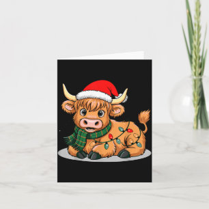 Scottish Highland Cow Christmas Lights Xmas Party Card