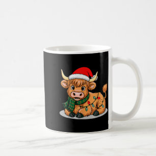 Scottish Highland Cow Christmas Lights Xmas Party Coffee Mug