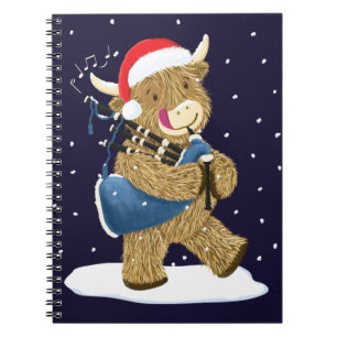 Scottish Highland Cow Christmas Piper Notebook
