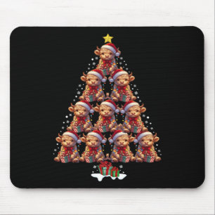 Scottish Highland Cow Christmas Tree Lights Xmas C Mouse Pad