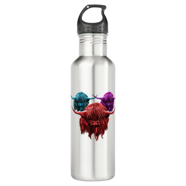 Scottish Highland Cow Colourful Herd Classic T-Shi 710 Ml Water Bottle (Front)