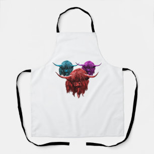 Scottish Highland Cow Colourful Herd Classic T-Shi Apron