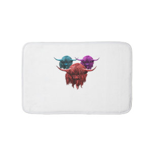 Scottish Highland Cow Colourful Herd Classic T-Shi Bath Mat