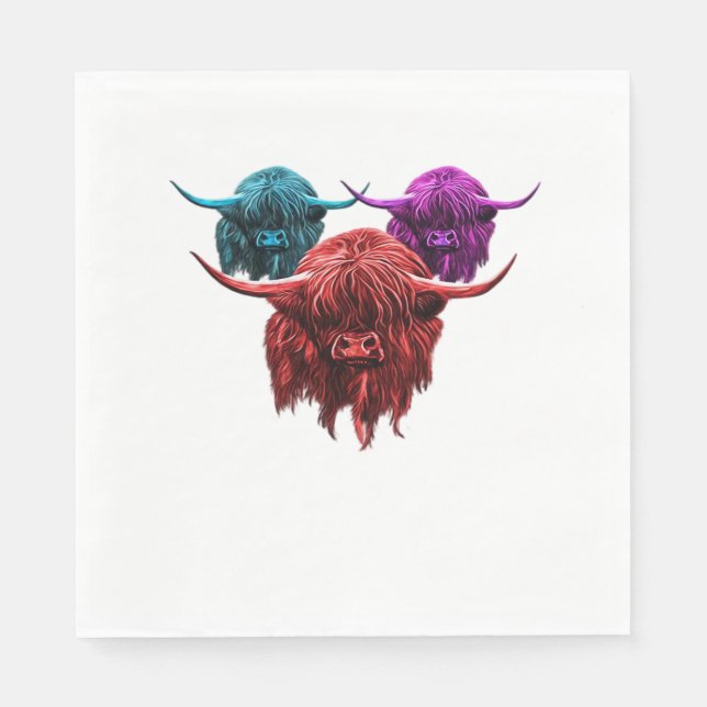 Scottish Highland Cow Colourful Herd Classic T-Shi Napkin (Front)