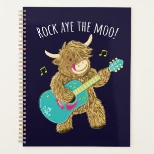 Scottish Highland Cow Guitarist Rock Aye The Moo!  Planner