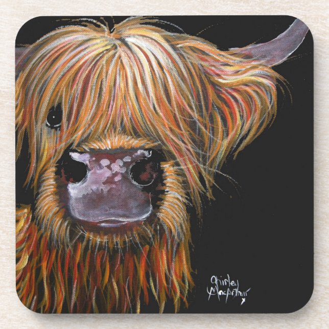 Scottish Highland Cow 'Henry' Coasters Set of 6 (Front)
