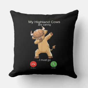 Scottish Highland Cow is Calling Cushion