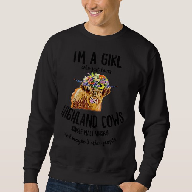 Scottish Highland Cow Just A Girl Who Loves Malt W Sweatshirt (Front)