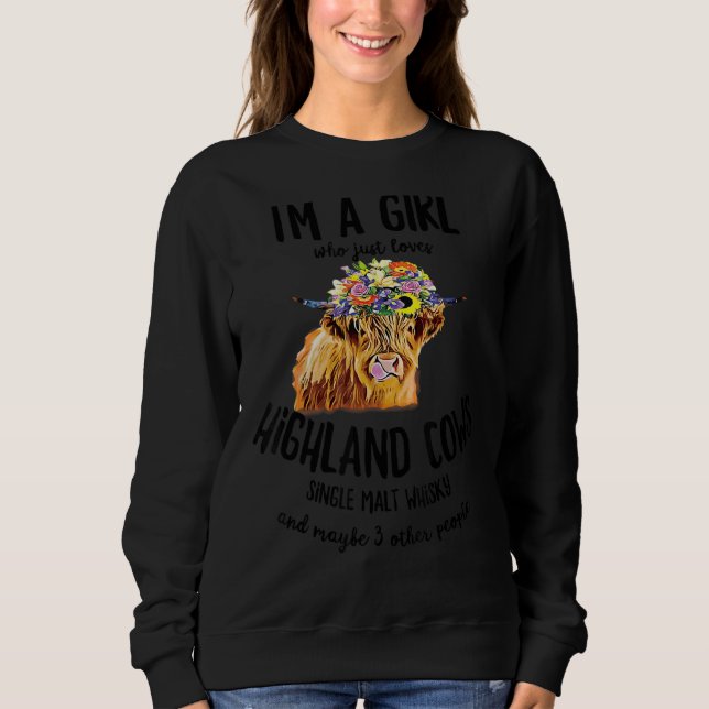 Scottish Highland Cow Just A Girl Who Loves Malt W Sweatshirt (Front)